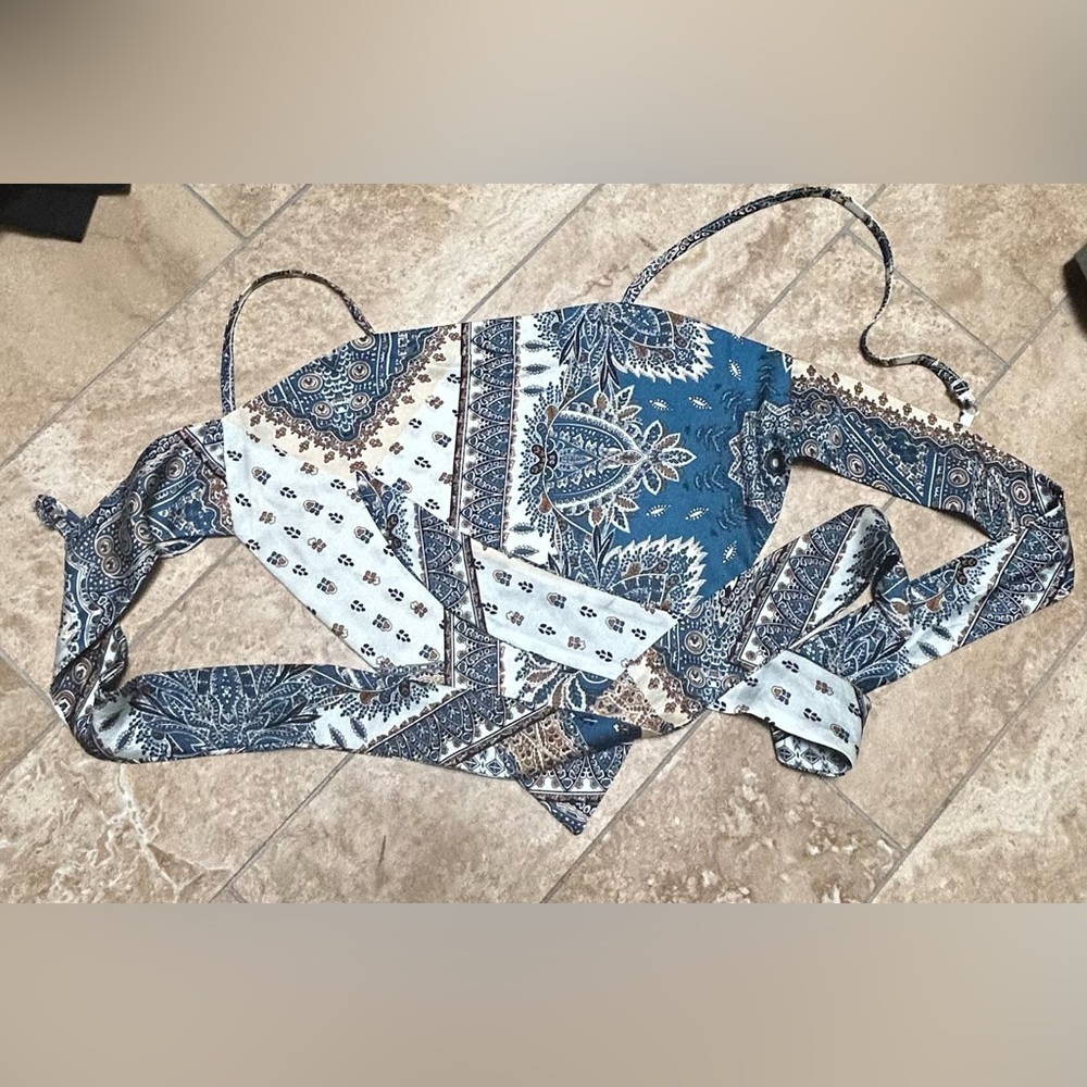 Scarf print tie back top